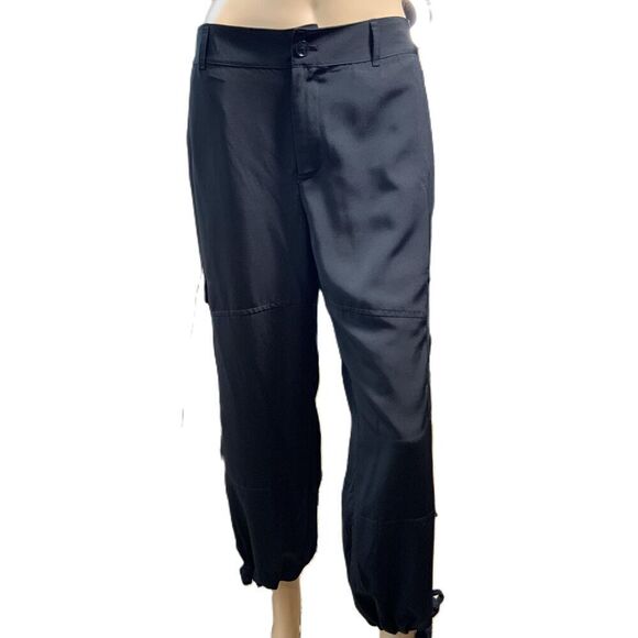 Chaps Black Drawstring Ankles Side Pockets Cargo Pants Size 10 Grunge Aesthetic - Picture 1 of 15